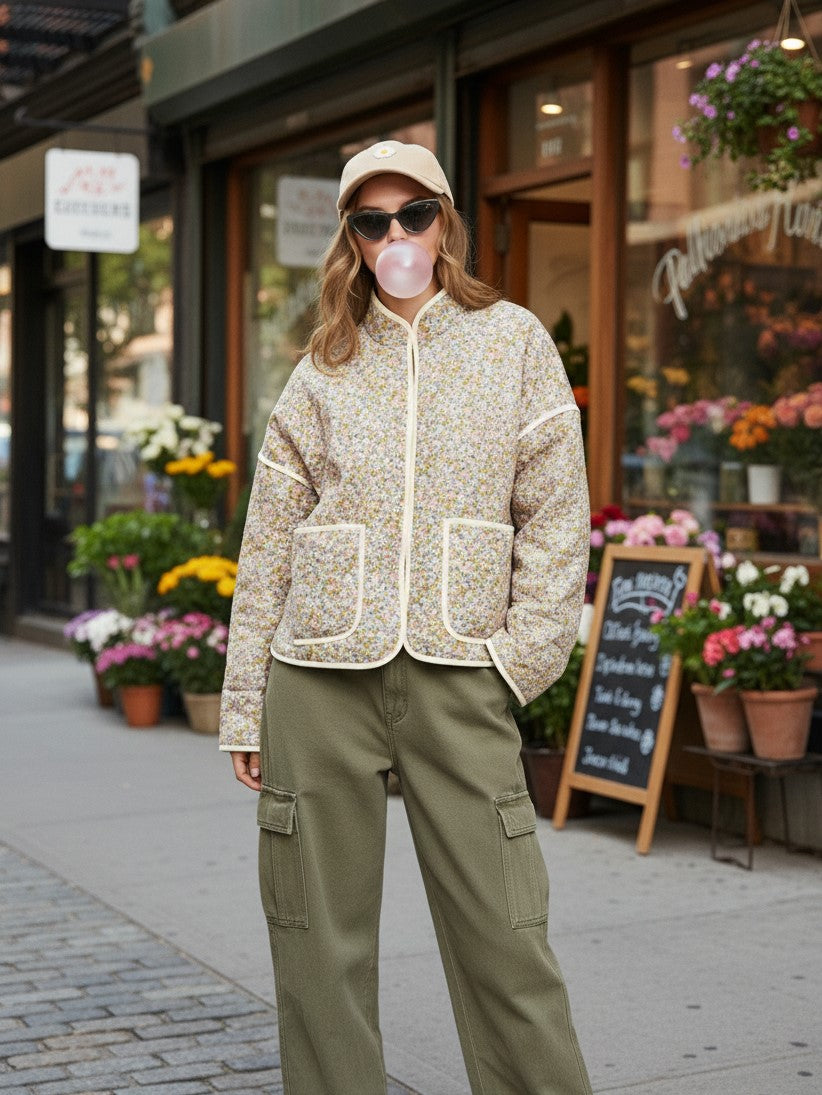 Dizzy Printed Quilt Jacket - Bold & Cozy Outerwear | BADDIESHE